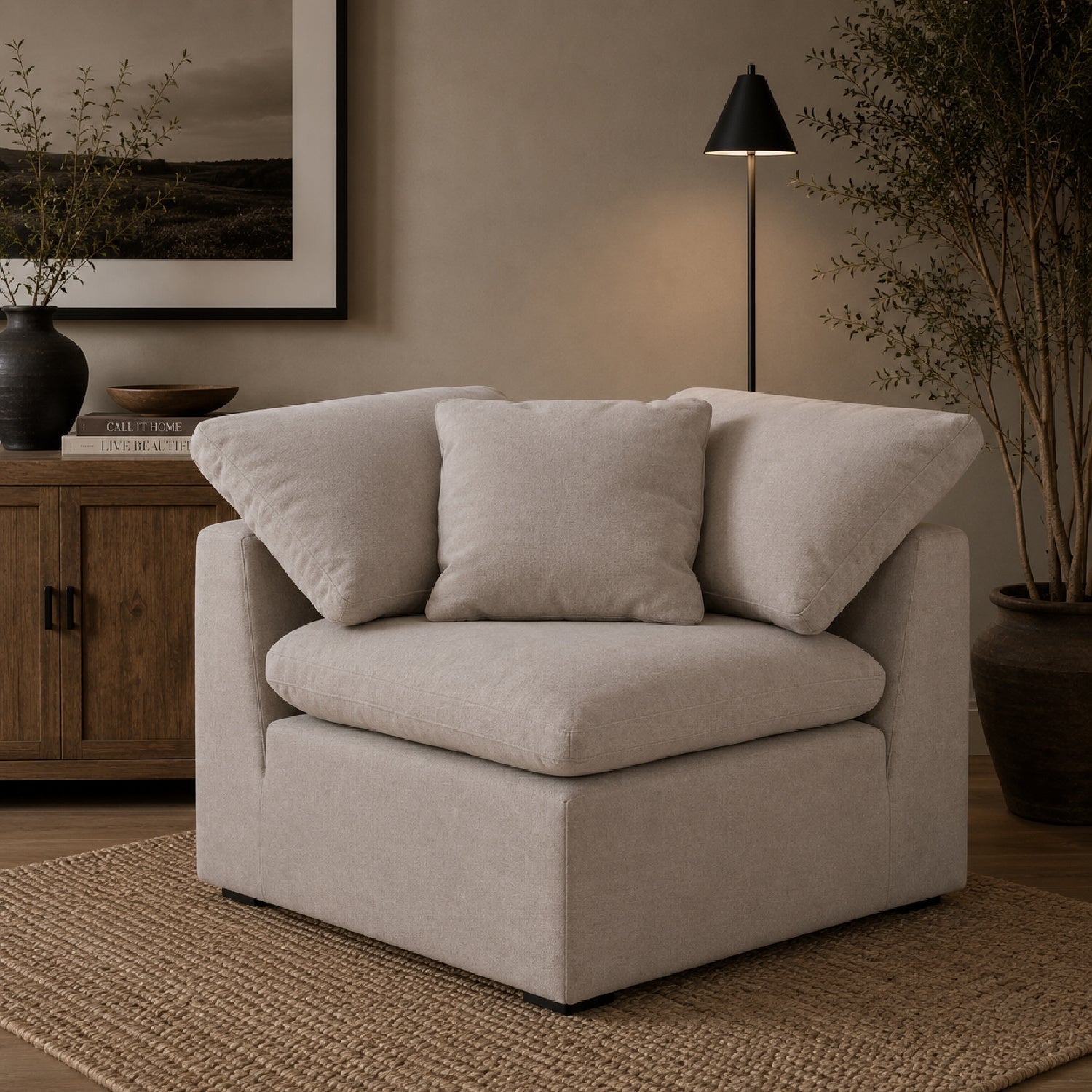 Luxury Sky Fabric Modular Sofa Chair Modern Italian Style for Villa