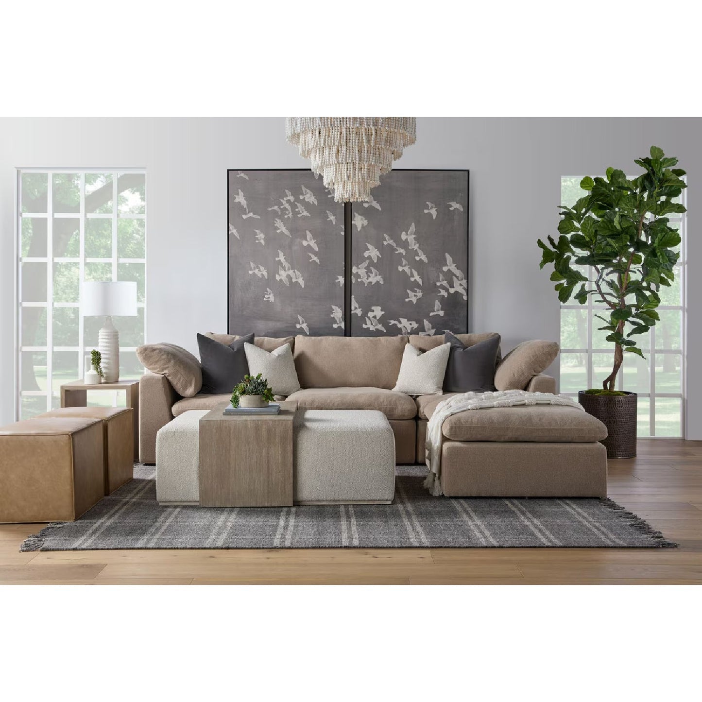 Luxury Sky Fabric Modular Sofa Chair Modern Italian Style for Villa