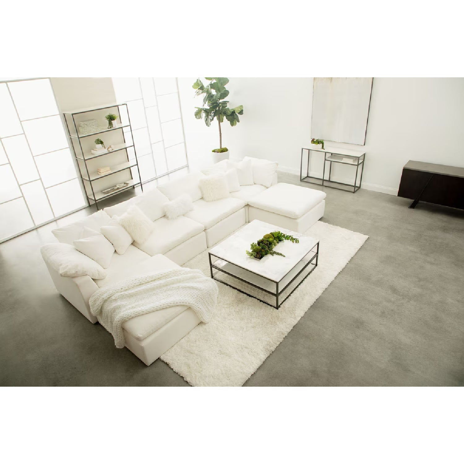 Luxury Sky Fabric Modular Sofa Chair Modern Italian Style for Villa