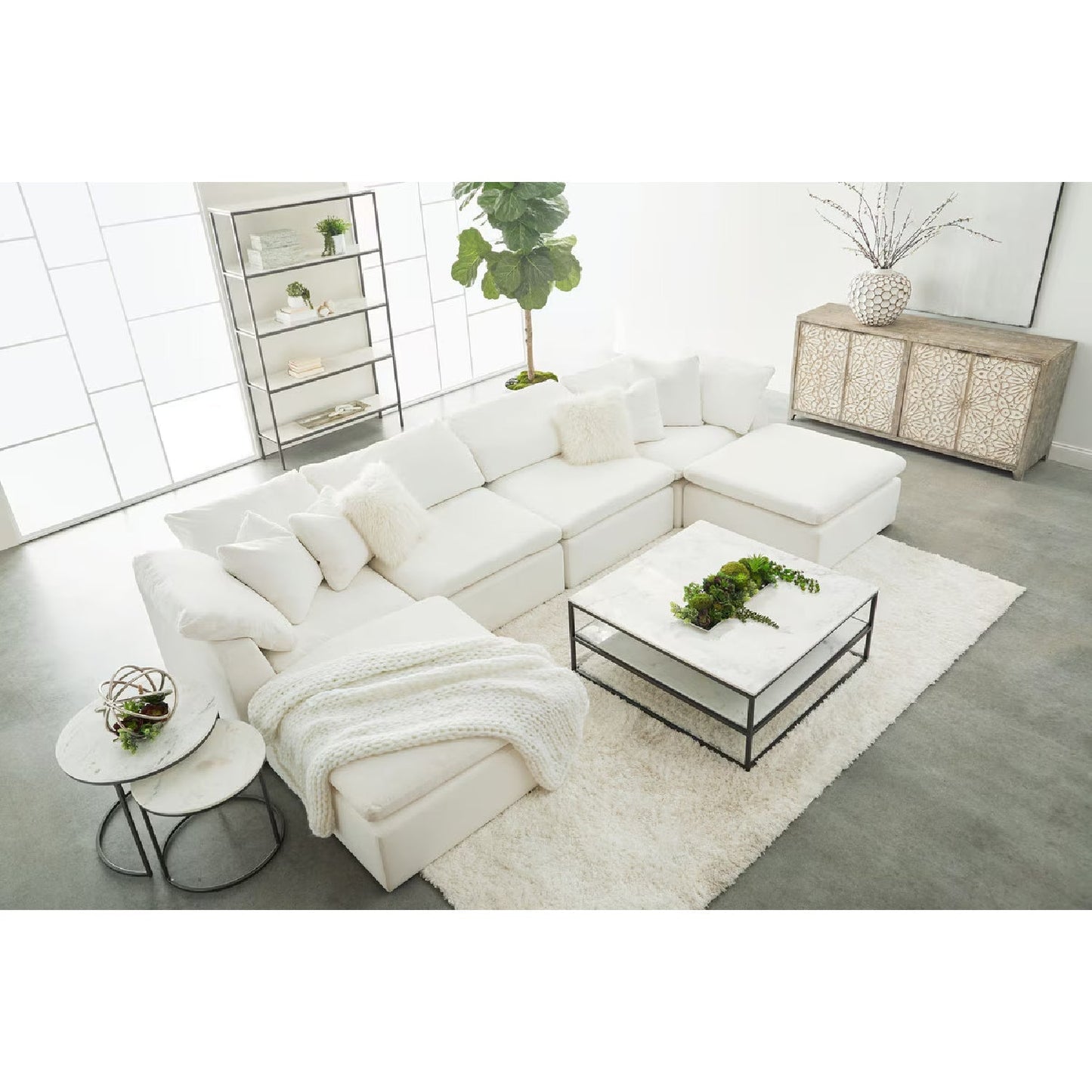 Luxury Sky Fabric Modular Sofa Chair Modern Italian Style for Villa