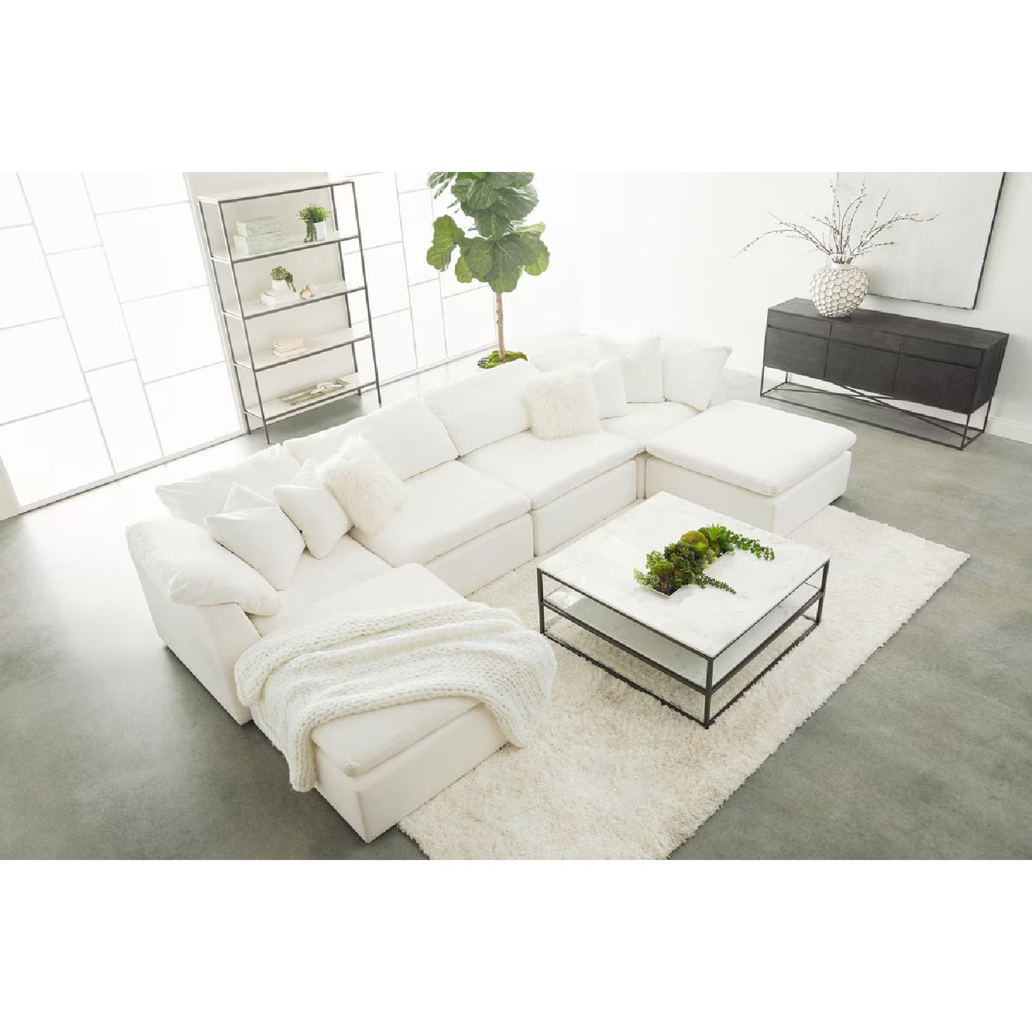 Luxury Sky Fabric Modular Sofa Chair Modern Italian Style for Villa