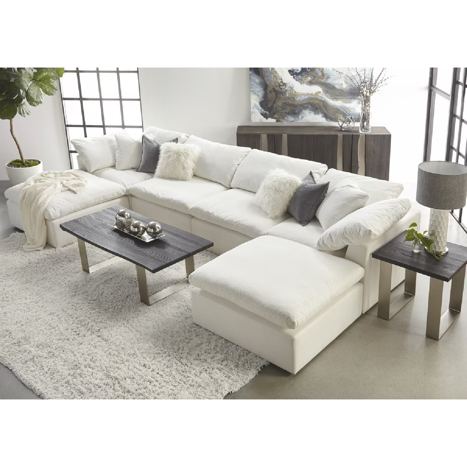 Luxury Sky Fabric Modular Sofa Chair Modern Italian Style for Villa