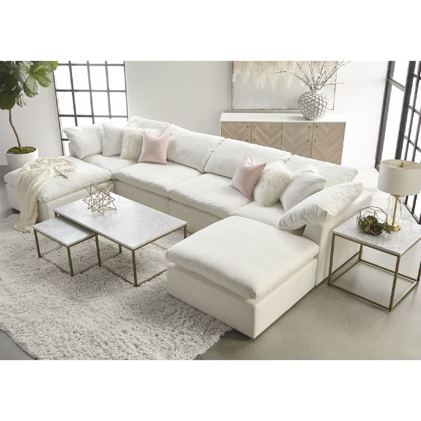Luxury Sky Fabric Modular Sofa Chair Modern Italian Style for Villa