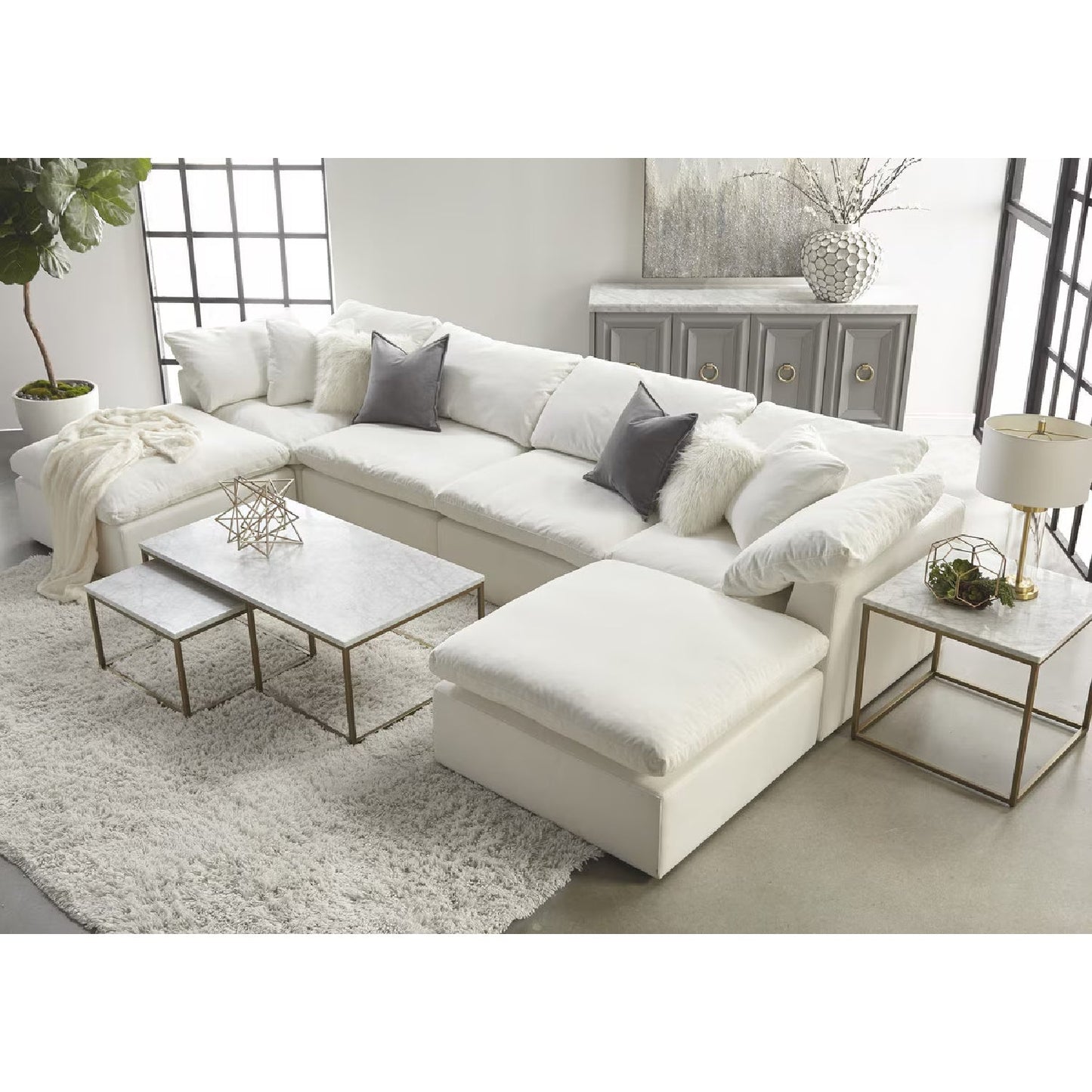 Luxury Sky Fabric Modular Sofa Chair Modern Italian Style for Villa