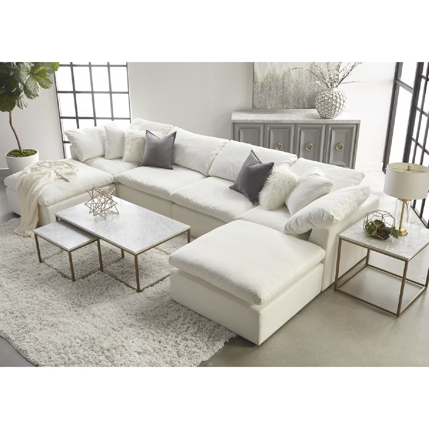 Luxury Sky Fabric Modular Sofa Chair Modern Italian Style for Villa