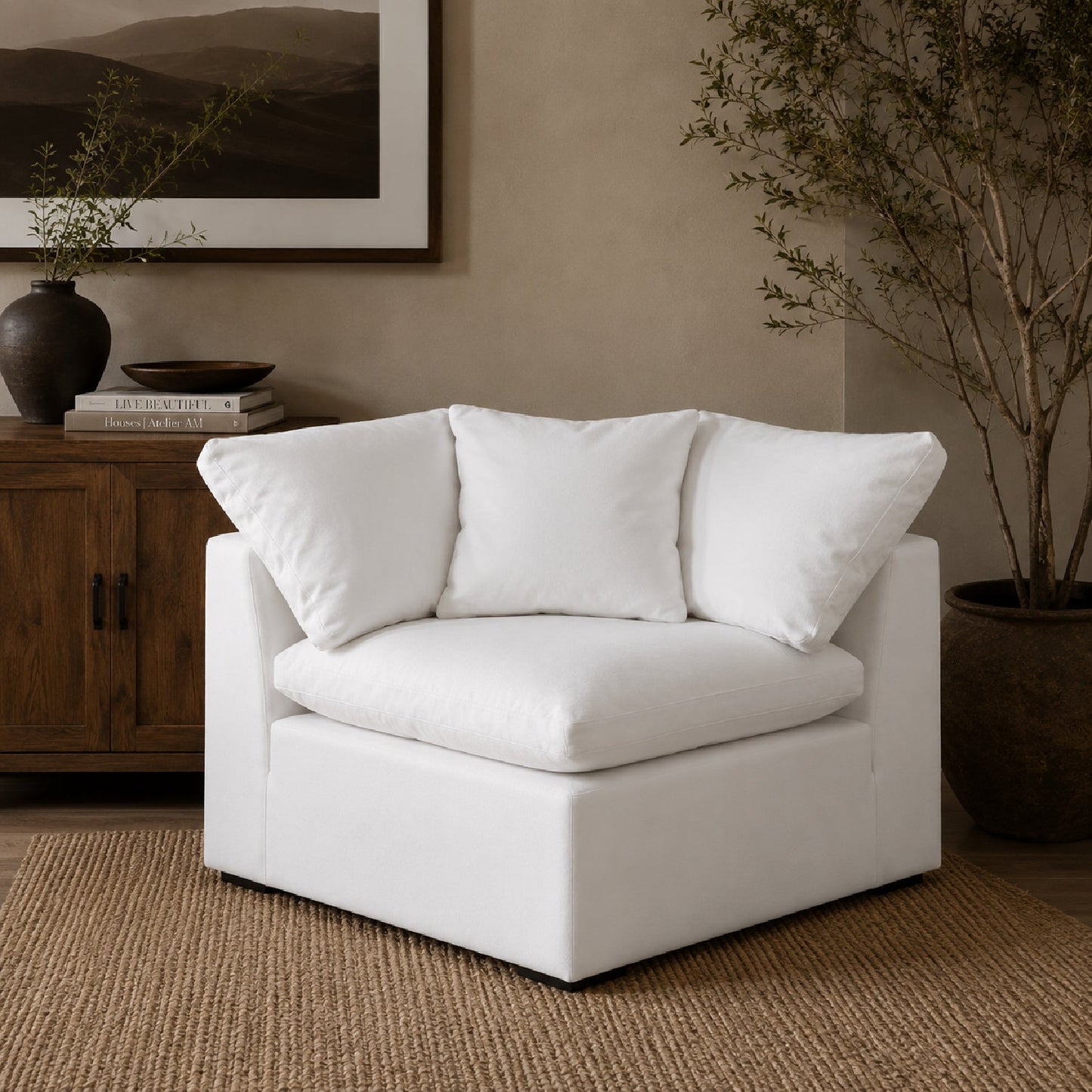Luxury Sky Fabric Modular Sofa Chair Modern Italian Style for Villa
