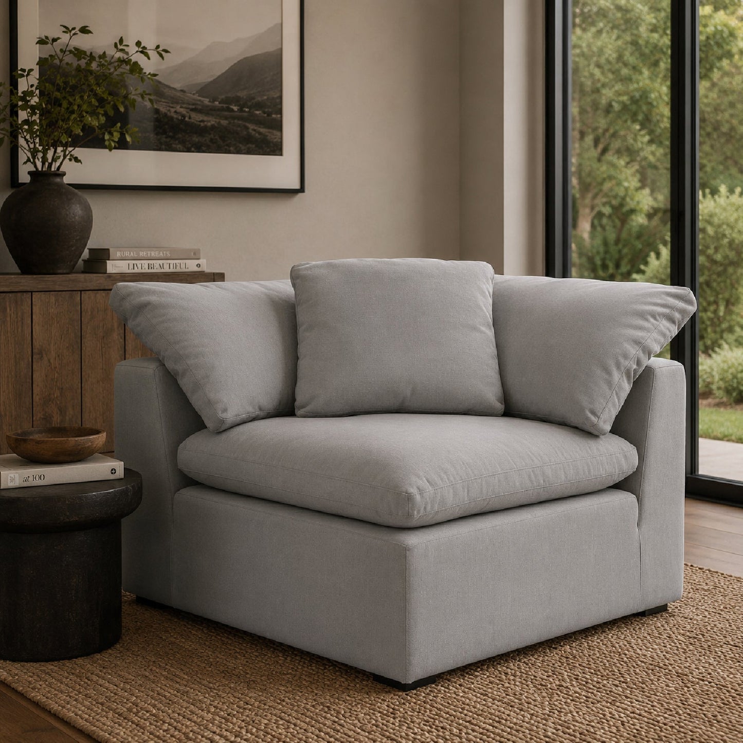 Luxury Sky Fabric Modular Sofa Chair Modern Italian Style for Villa