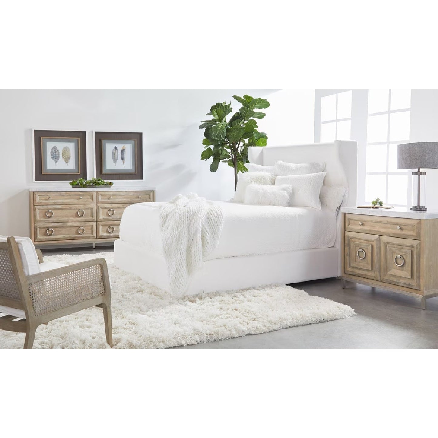 Luxury Upholstered Modern Wingback Bed European Style for Villa