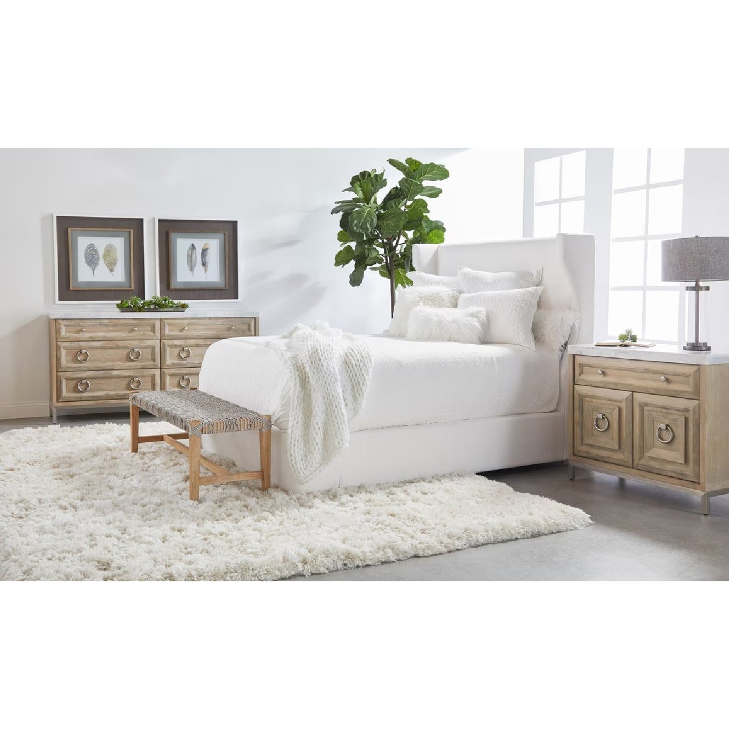 Luxury Upholstered Modern Wingback Bed European Style for Villa
