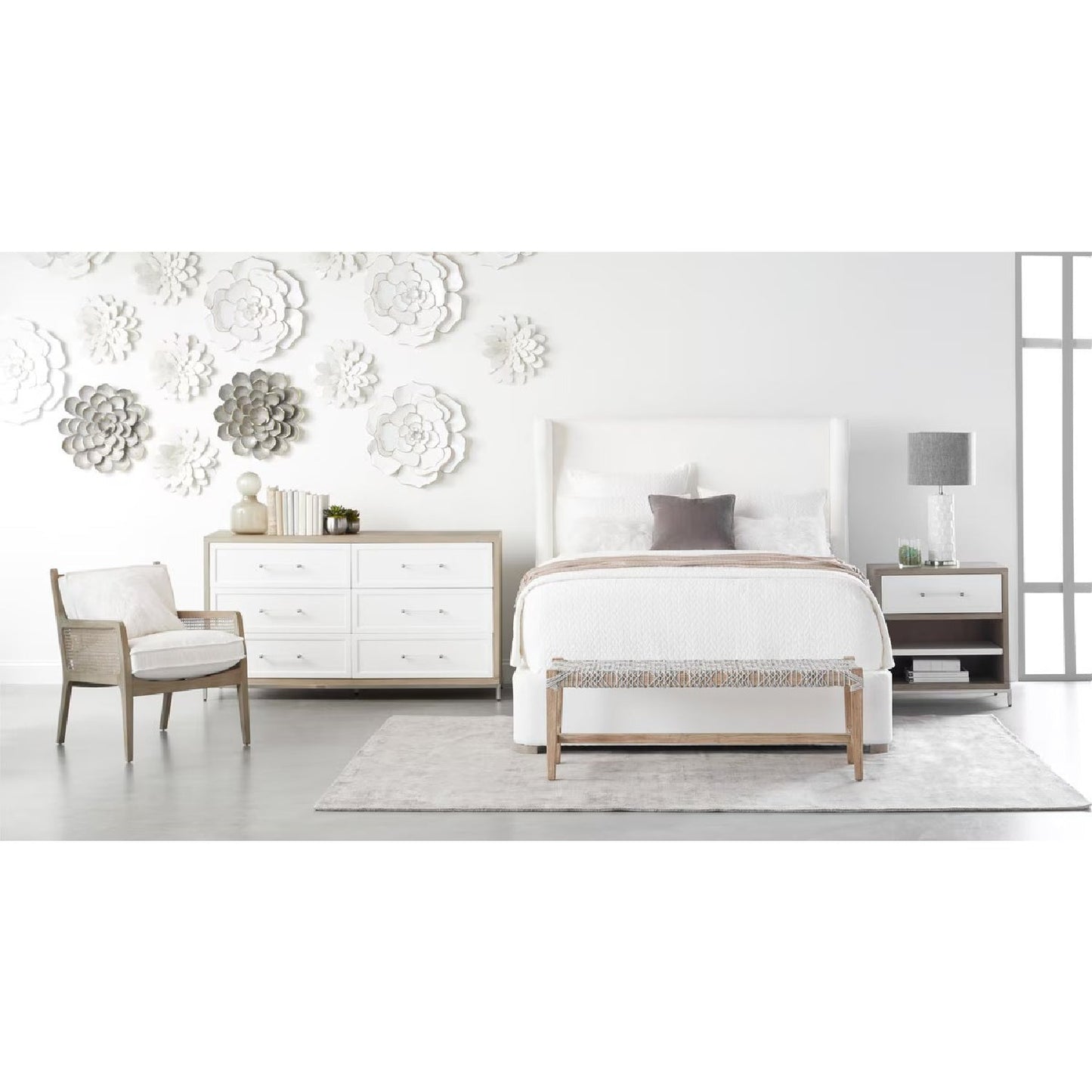 Luxury Upholstered Modern Wingback Bed European Style for Villa
