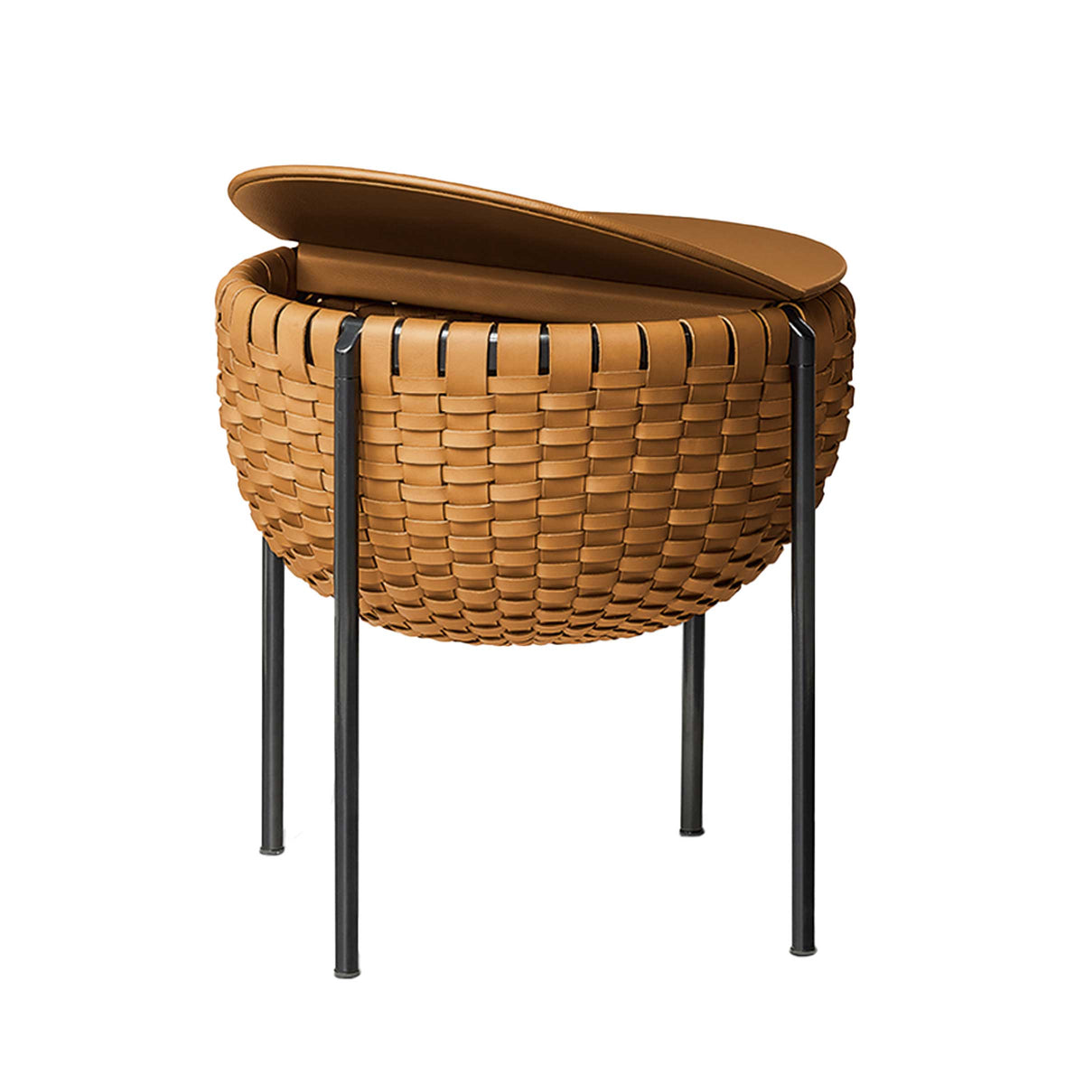 Luxury Round Saddle Leather Coffee Table Modern Italian Style for Villa