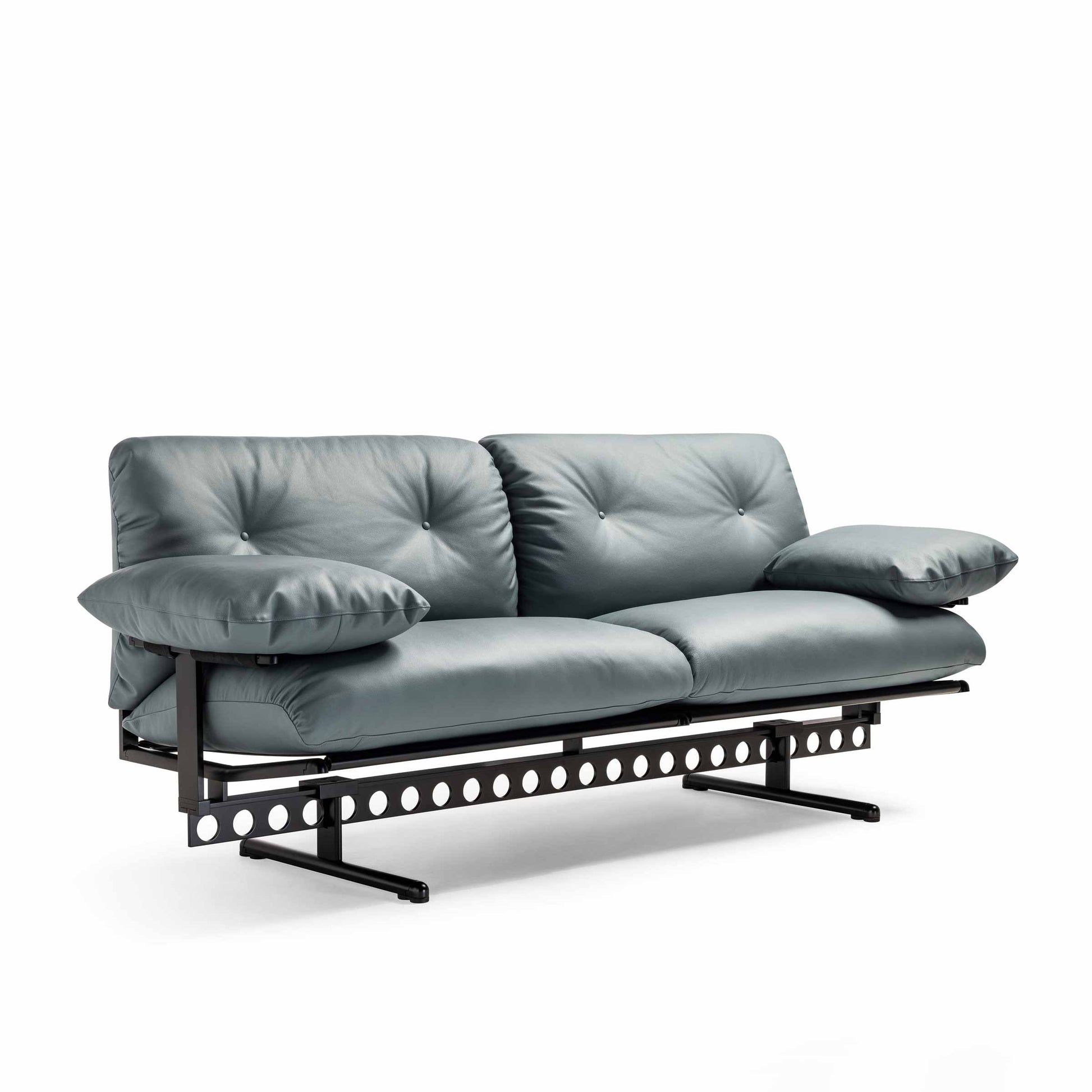 Leather Sofa 80in – Minimalist Steel Base by Poltrona Frau