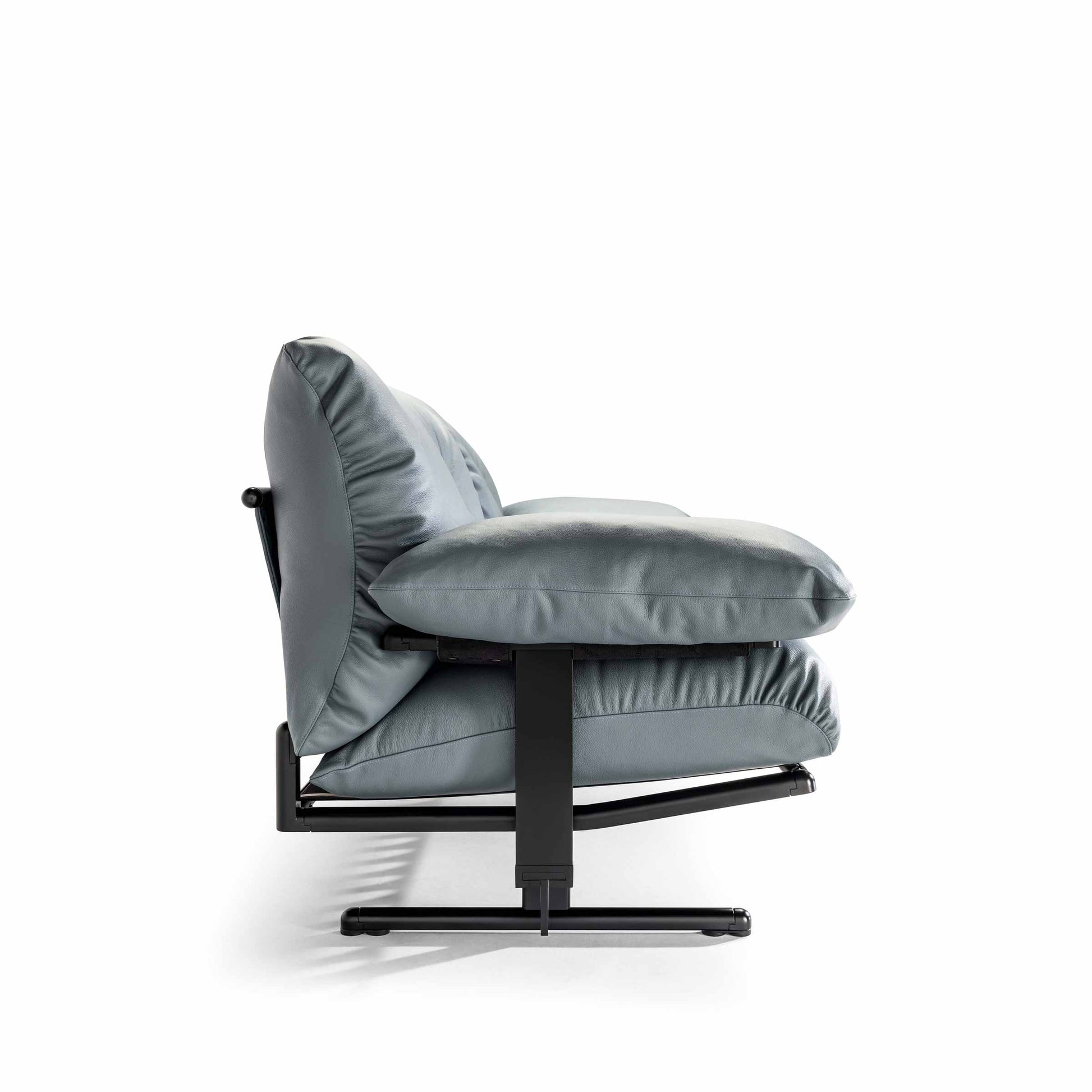 Leather Sofa 80in – Minimalist Steel Base by Poltrona Frau