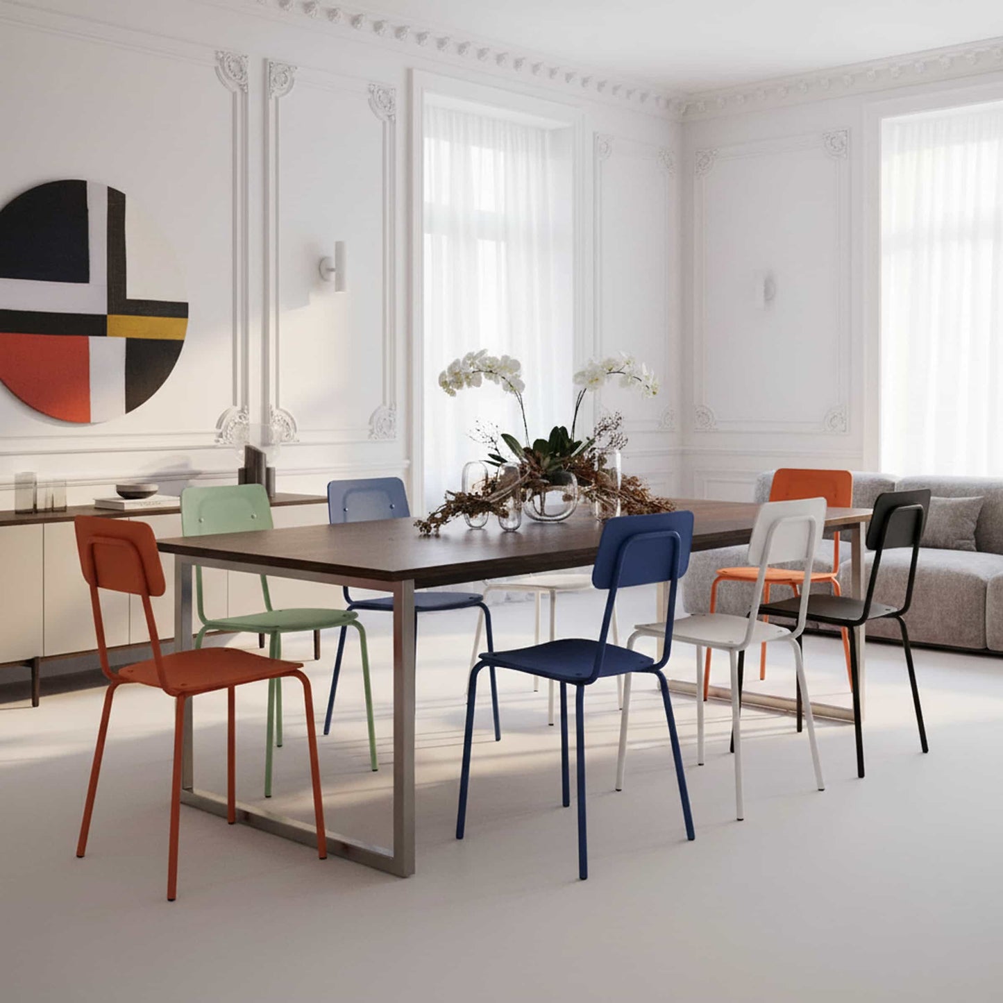 Moodern Dining Chair – Stackable Metal and Methacrylate by Lettera G