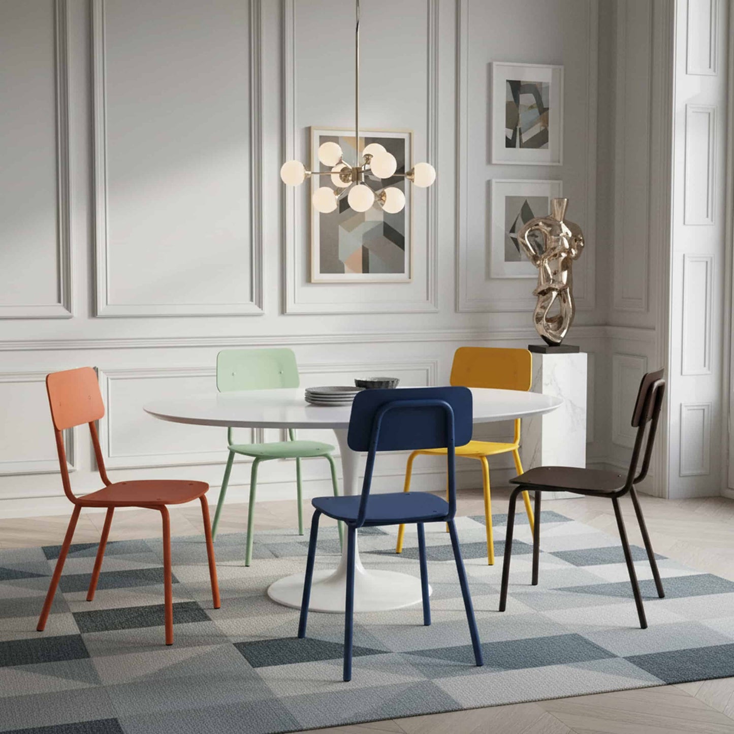 Moodern Dining Chair – Stackable Metal and Methacrylate by Lettera G