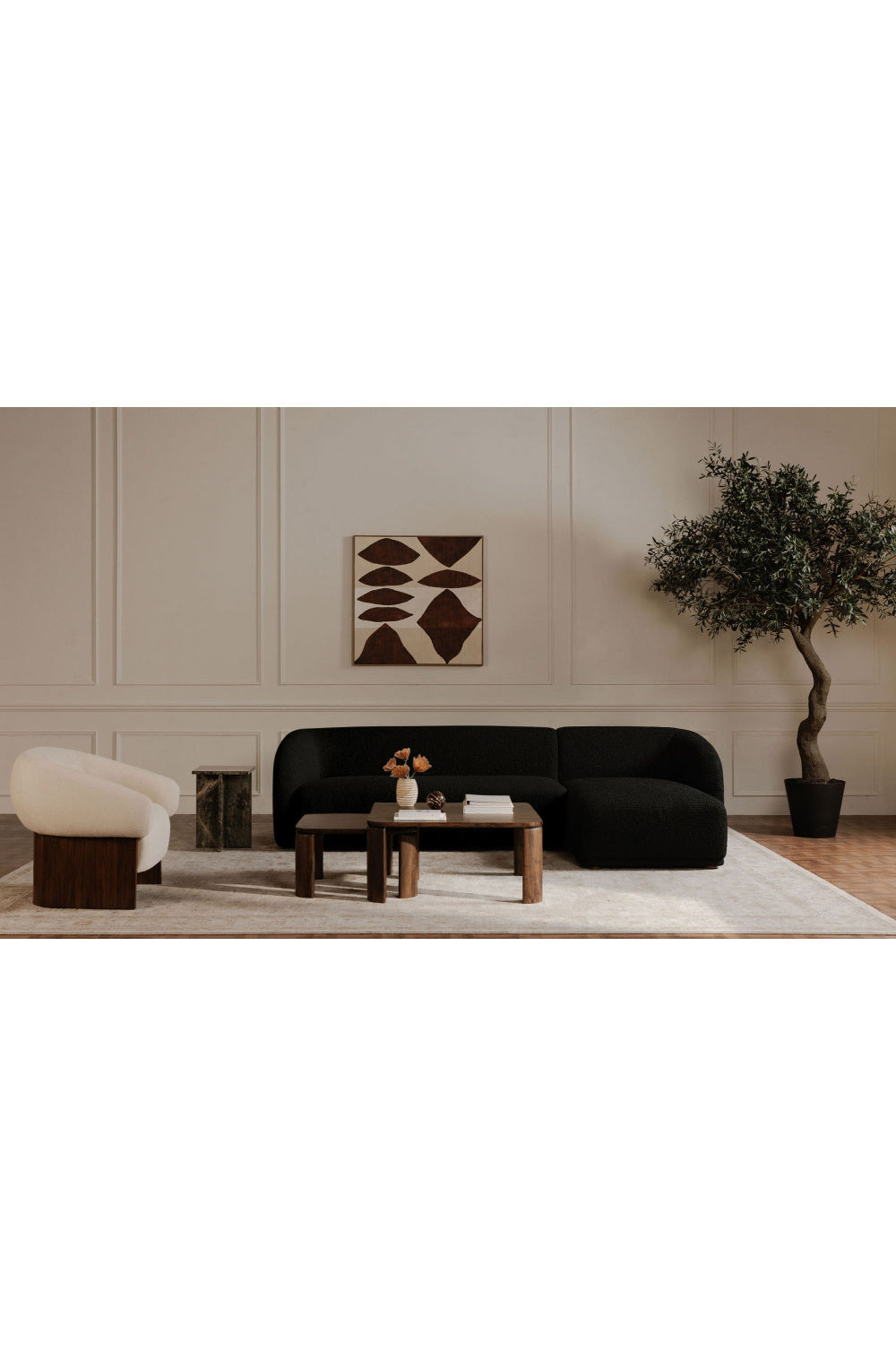 Luxury Faye Fabric Curved Sectional Sofa Modern Italian Style for Villa