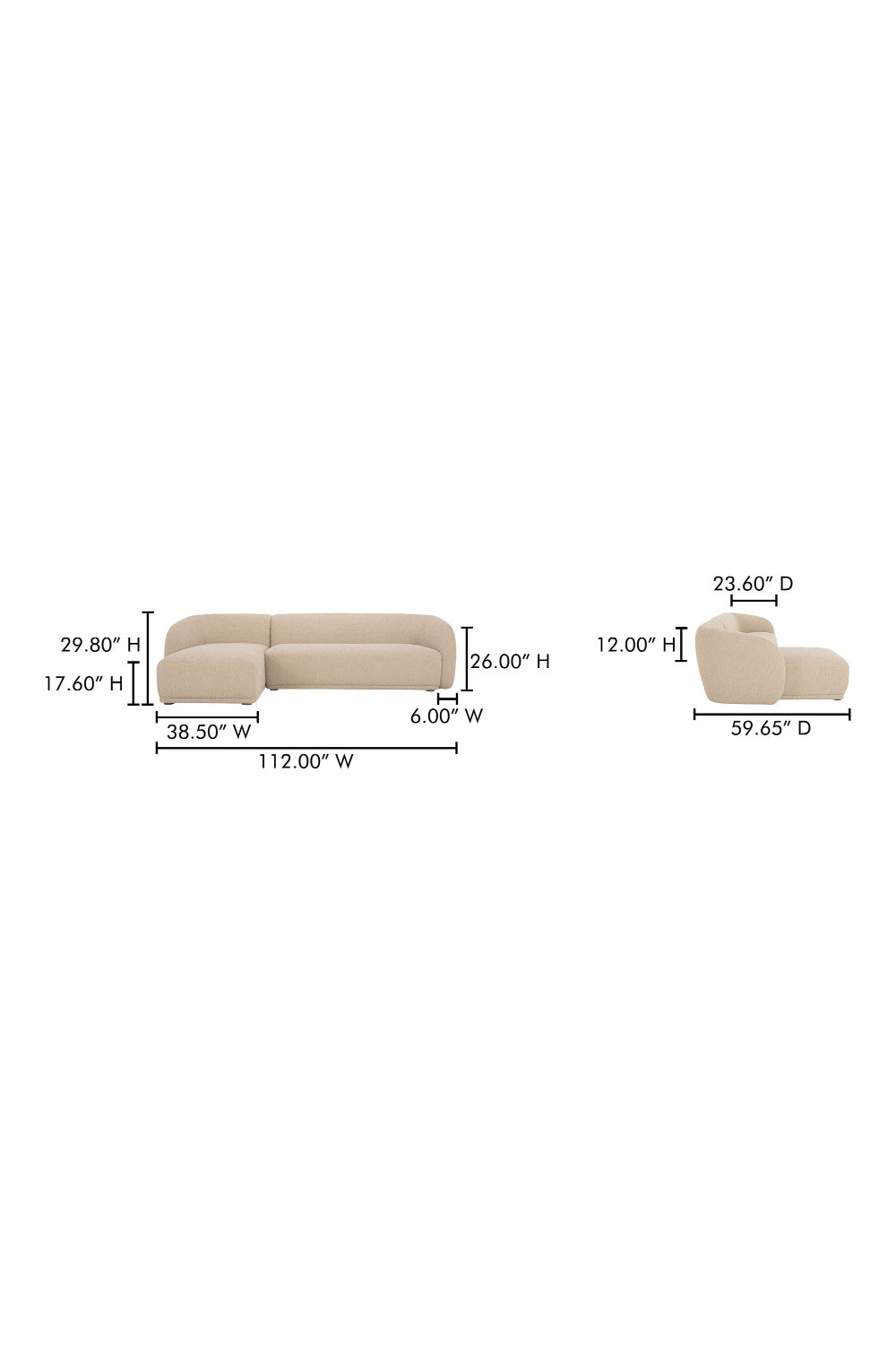 Luxury Faye Fabric Curved Sectional Sofa Modern Italian Style for Villa