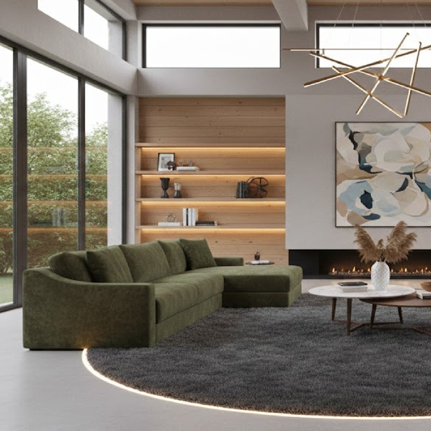 Luxury Minimalist Textured Sectional Sofa Modern Italian Style for Villa