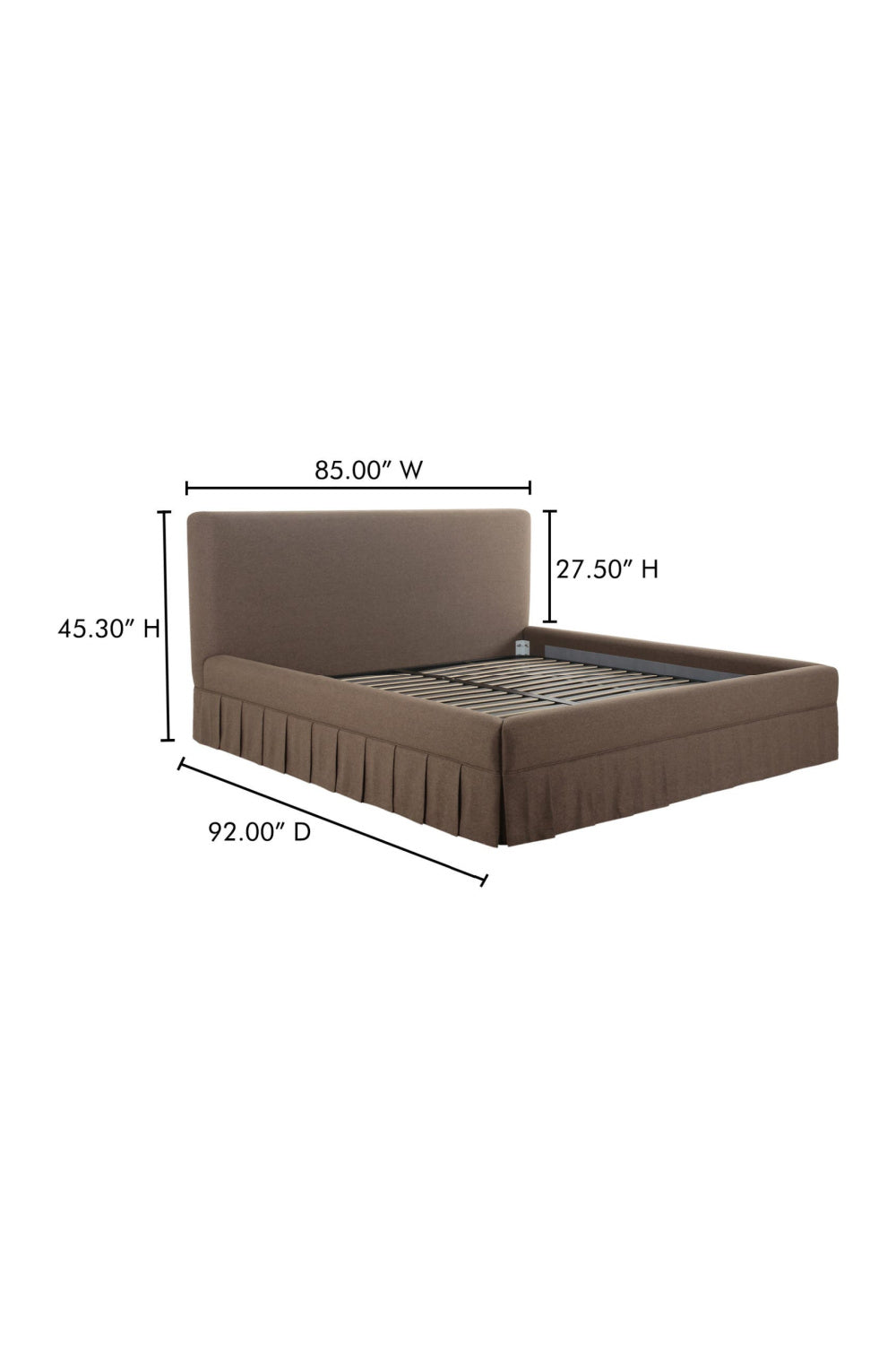 Luxury Modern Box Pleated Fabric Bed European Style for Villa