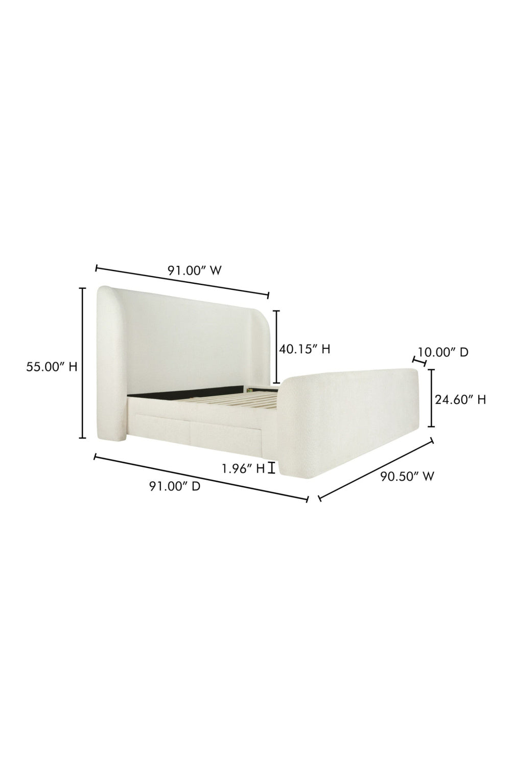 Luxury Modern Upholstered Storage Bed European Style for Villa