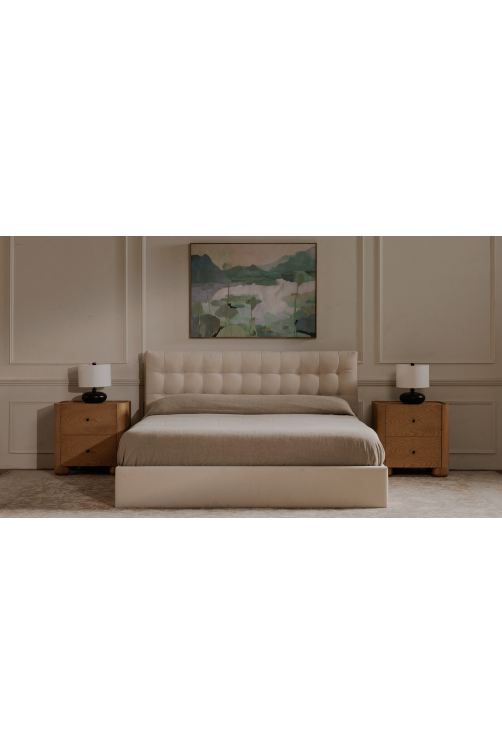 Luxury Upholstered Modern Tufted Storage Bed European Style for Villa