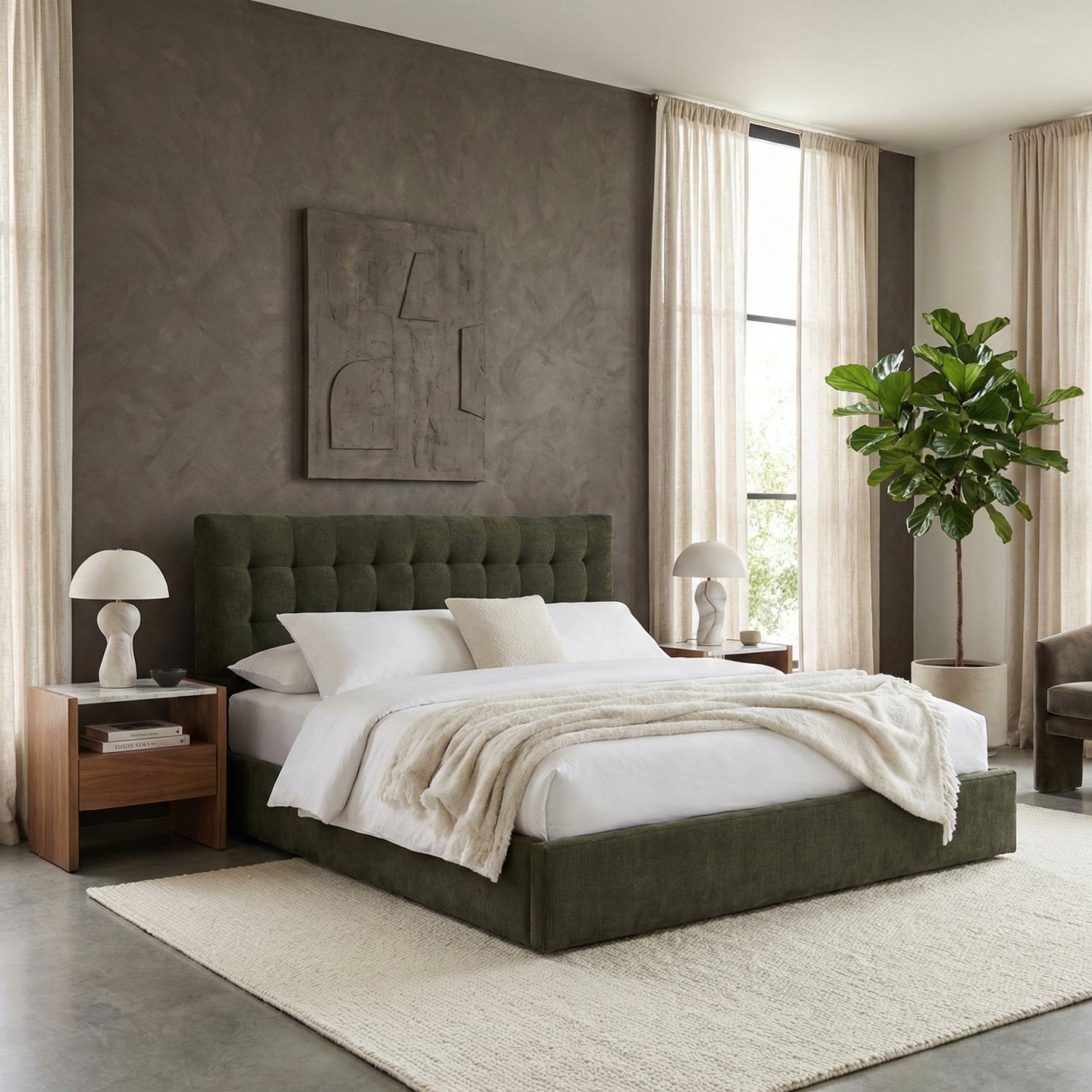 Luxury Upholstered Modern Tufted Storage Bed European Style for Villa