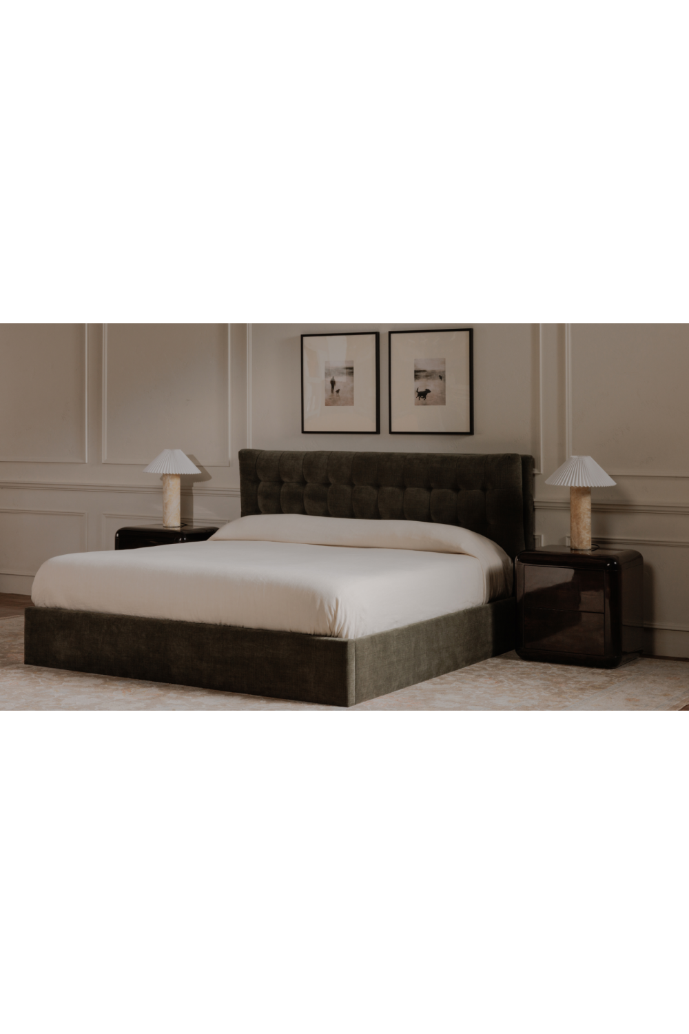 Luxury Upholstered Modern Tufted Storage Bed European Style for Villa