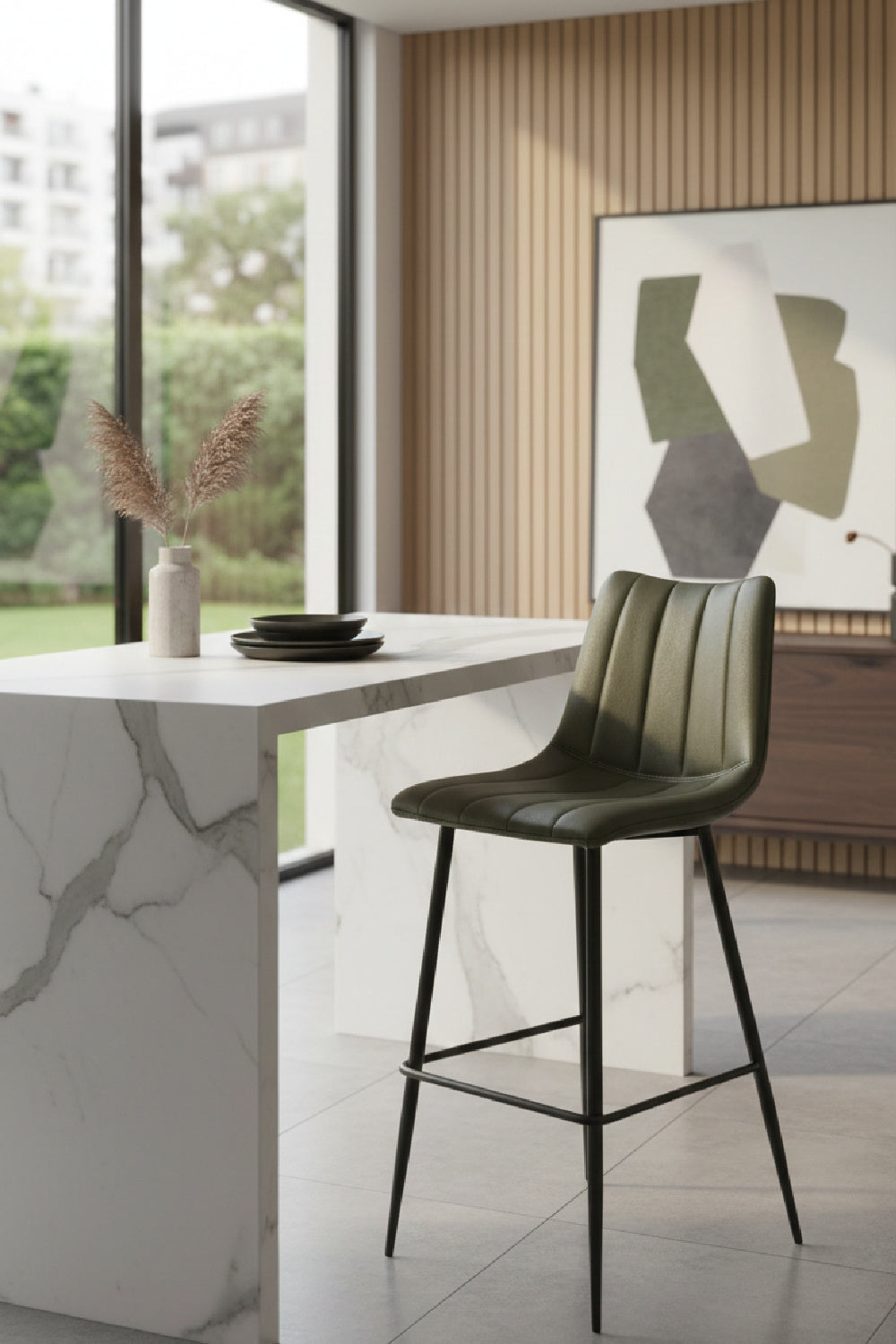 Luxury Upholstered Modern Bar Stools European Style for Villa