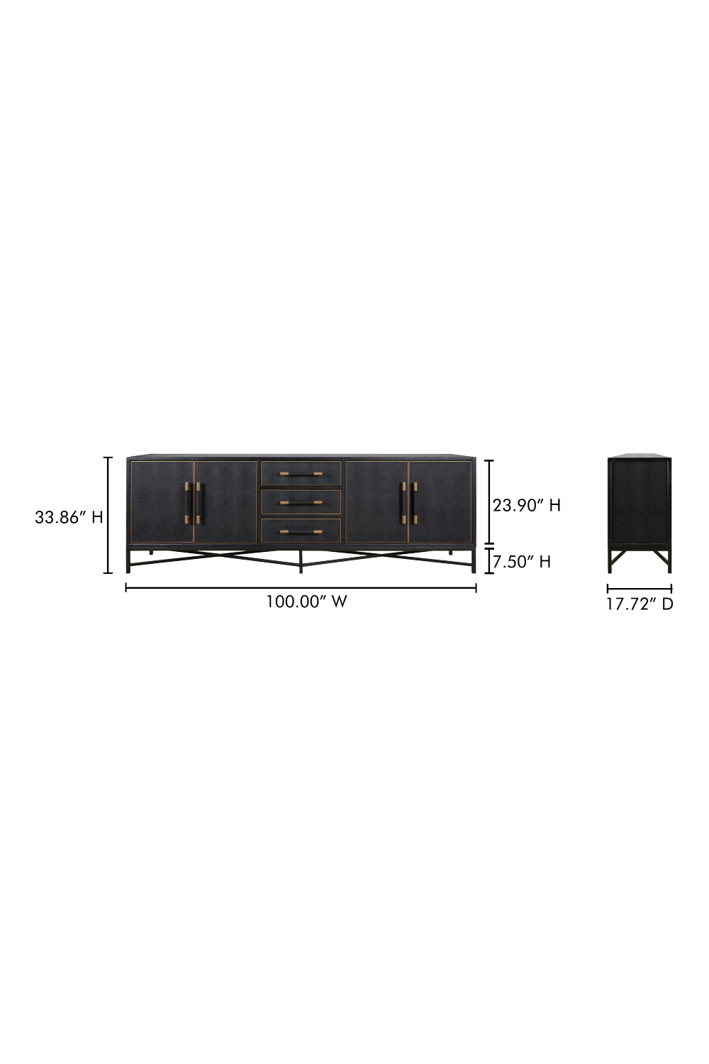 Luxury Vegan Leather 4-Door Sideboard European Style for Villa