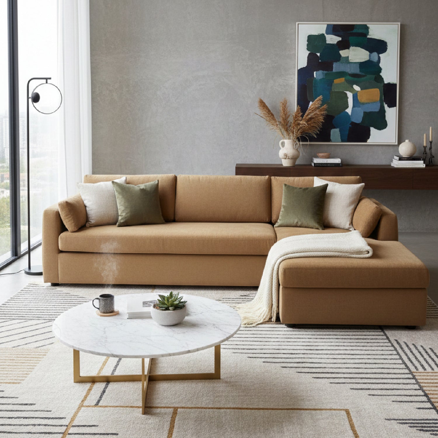 Luxury Fabric Sectional Sofa Modern Italian Style for Villa