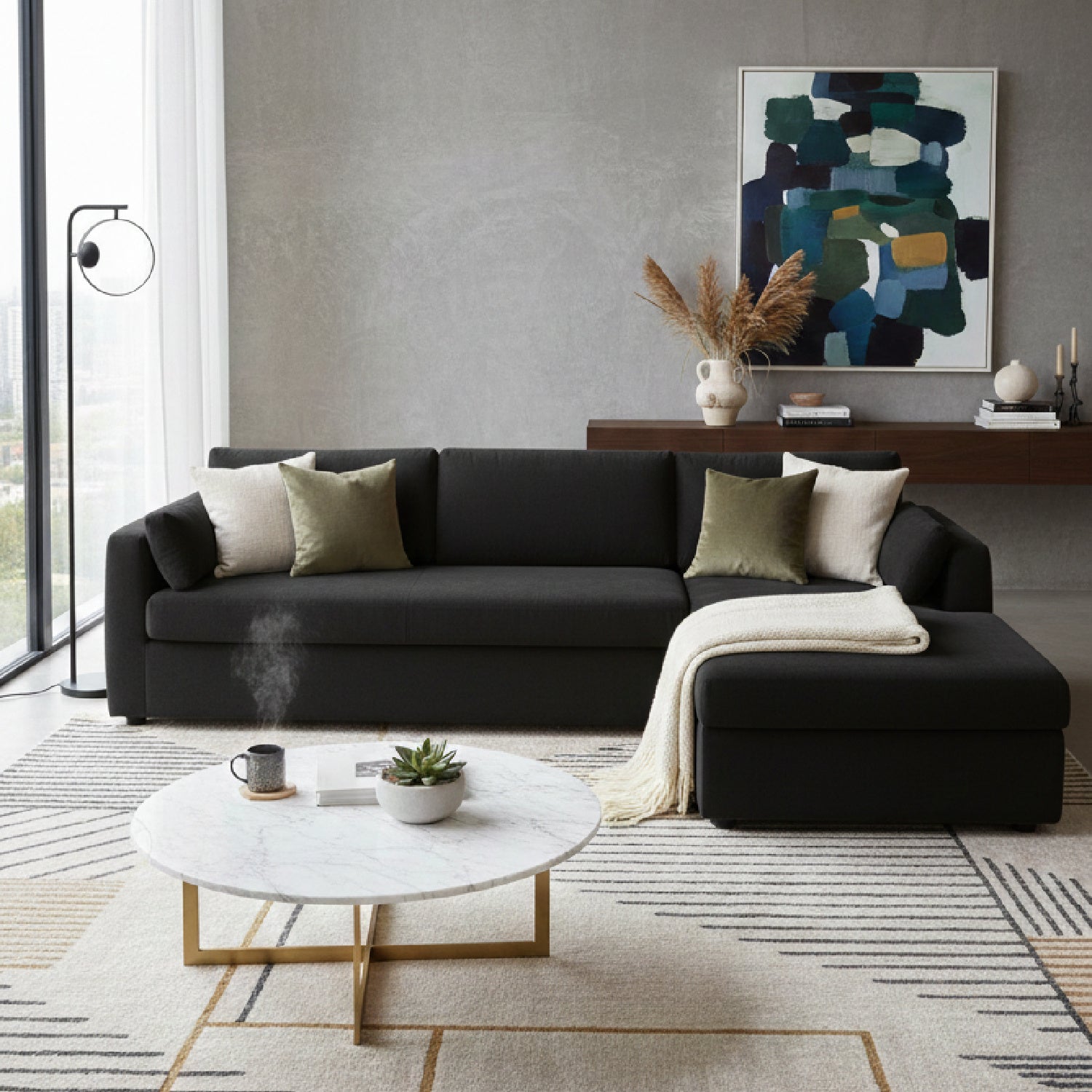 Luxury Fabric Sectional Sofa Modern Italian Style for Villa