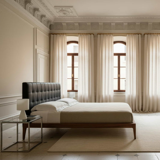 Luxury Solid Walnut Wood Bed Modern Italian Style for Villa