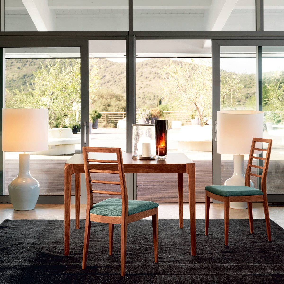 Luxury SENTIERO Walnut Dining Table Modern Italian Style for Villa
