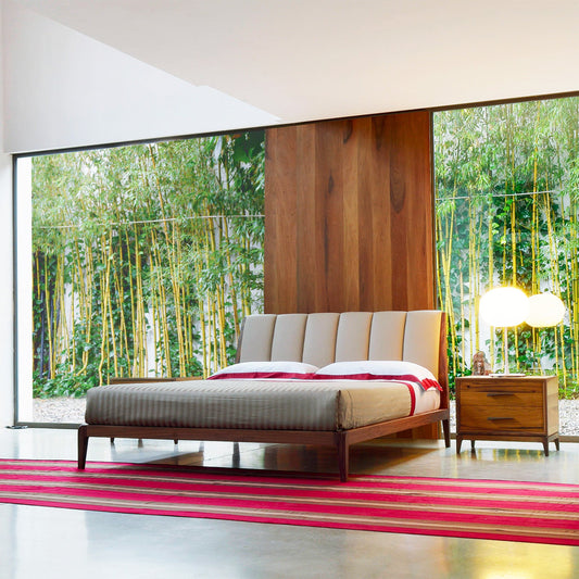Luxury Solid Walnut Wood Bed Modern Italian Style for Villa