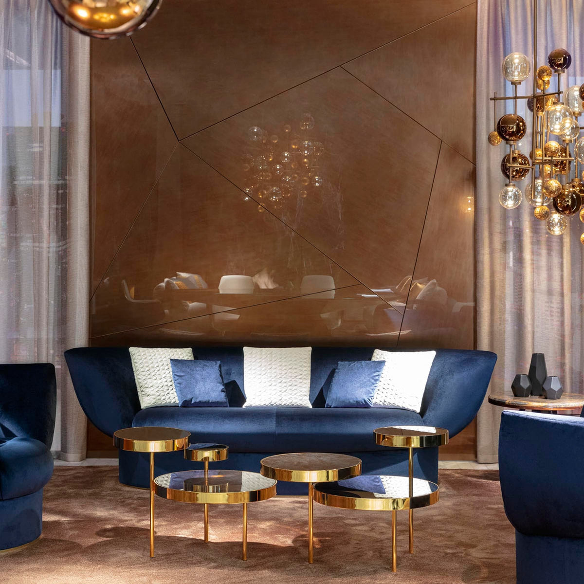 Luxury ORBITAL Metal Glass Coffee Table Modern Italian Style for Villa