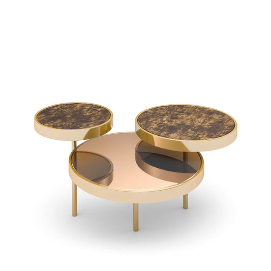 Luxury ORBITAL Metal Glass Coffee Table Modern Italian Style for Villa