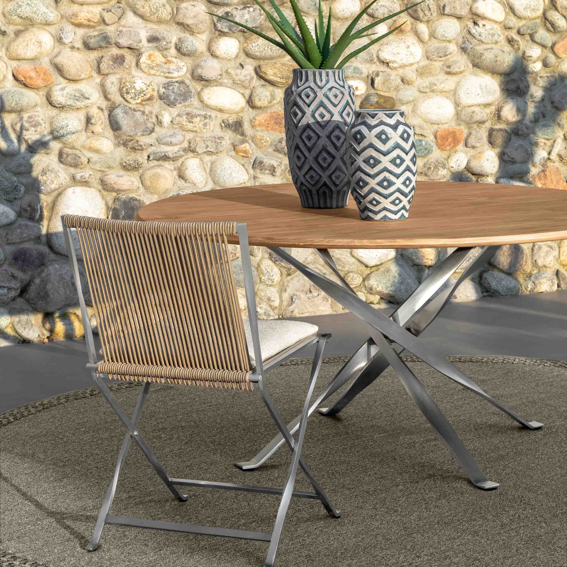 George Outdoor Dining Chair – Foldable Steel and Fabric Talenti Piece