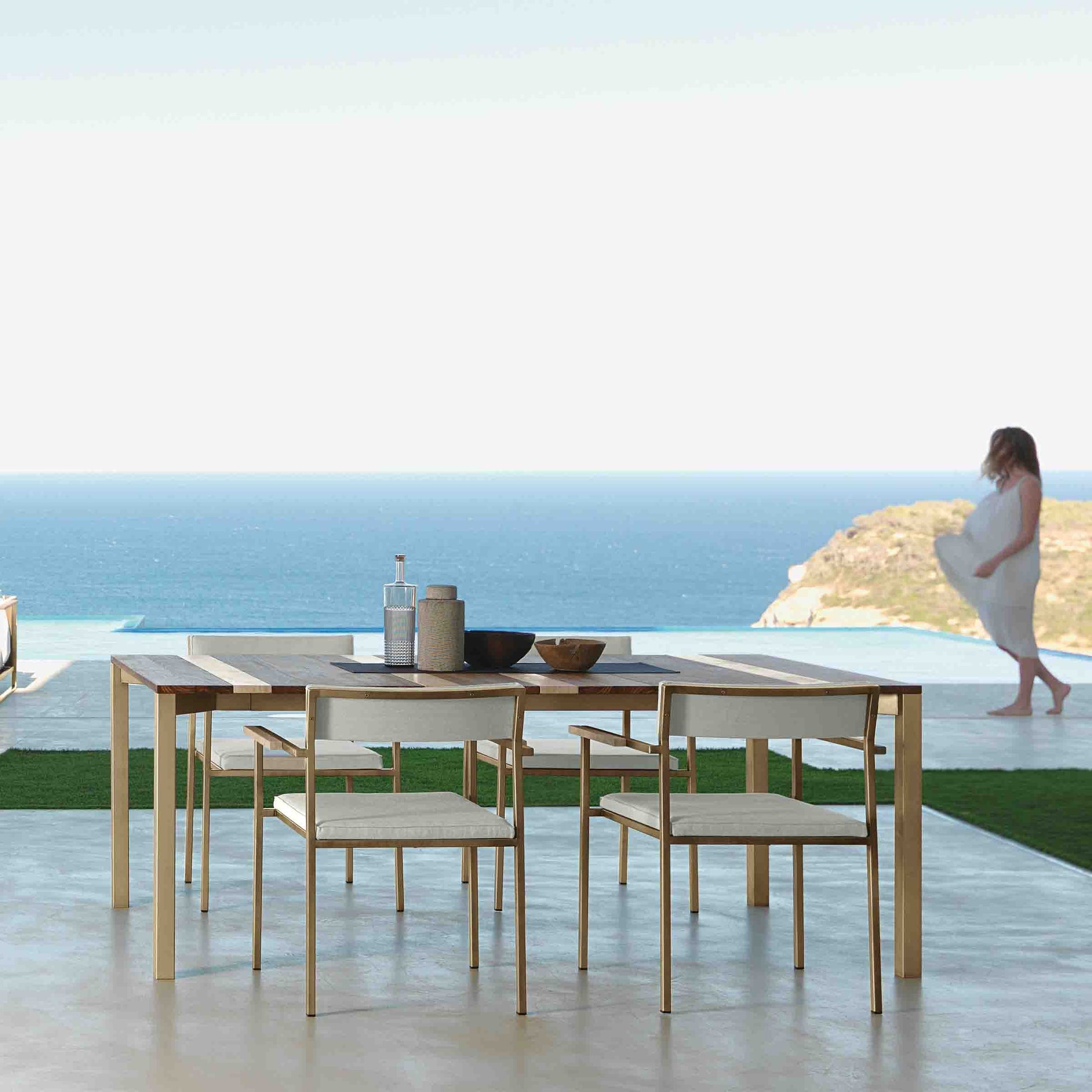 Outdoor Dining Armchair – Stackable Fabric & Steel Talenti Casilda Design
