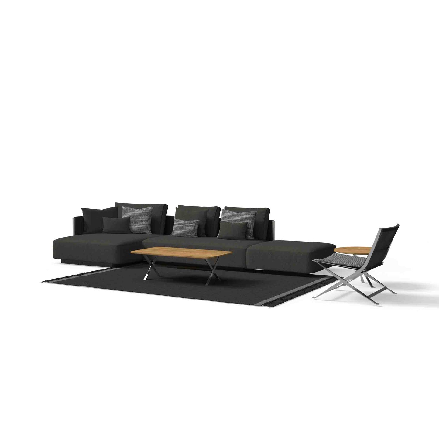 George Outdoor Sectional Sofa with Pouf – Italian Designer Furniture by Ludovica + Roberto Palomba for Talenti