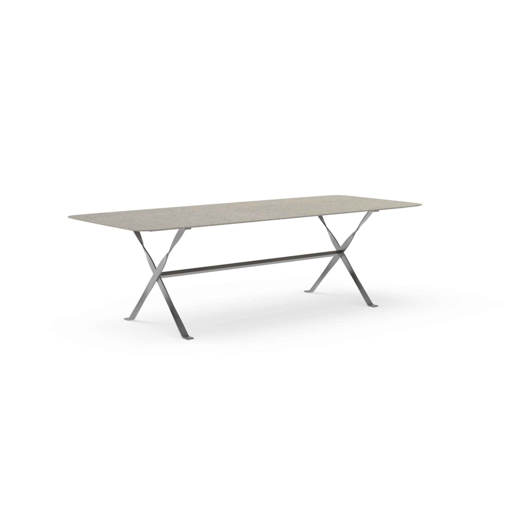 Italian Designer Outdoor Dining Table – Steel and Stone Statement Piece