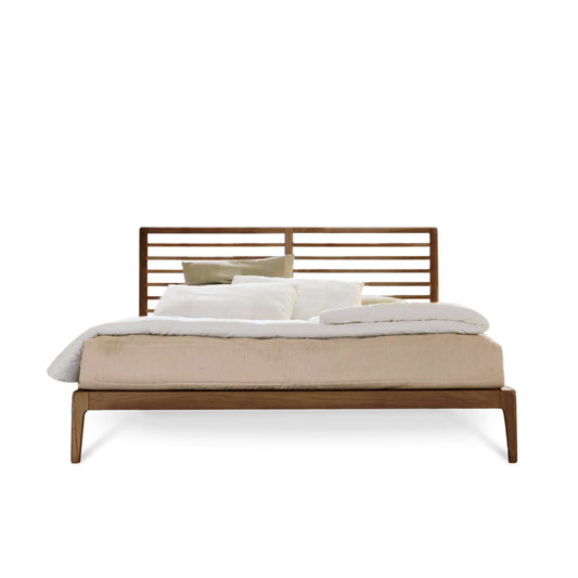 Luxury Solid Walnut Wood Bed Modern Italian Style for Villa