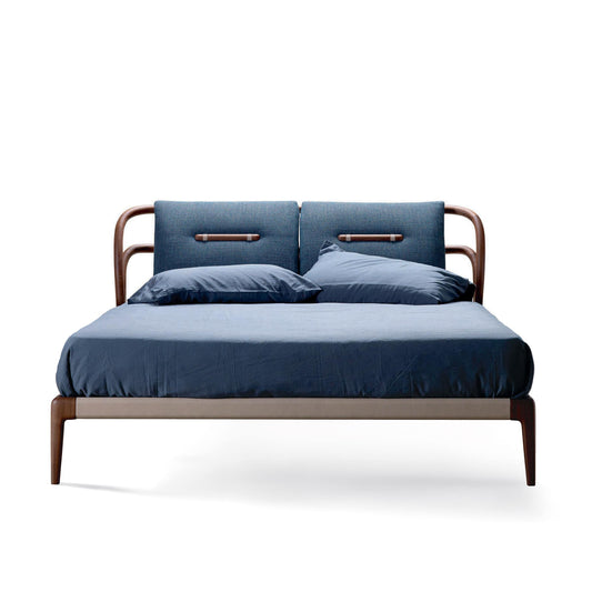 Luxury SMUSSO Walnut Wood Bed Modern Italian Style for Villa