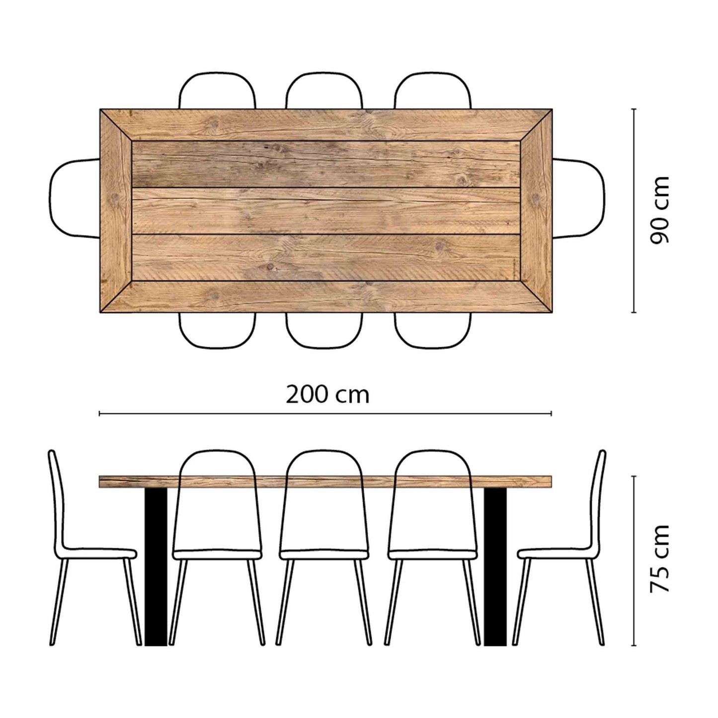 Maximo 79-Inch Dining Table – Reclaimed Wood 8-Seater by Giuseppe Mazzardi