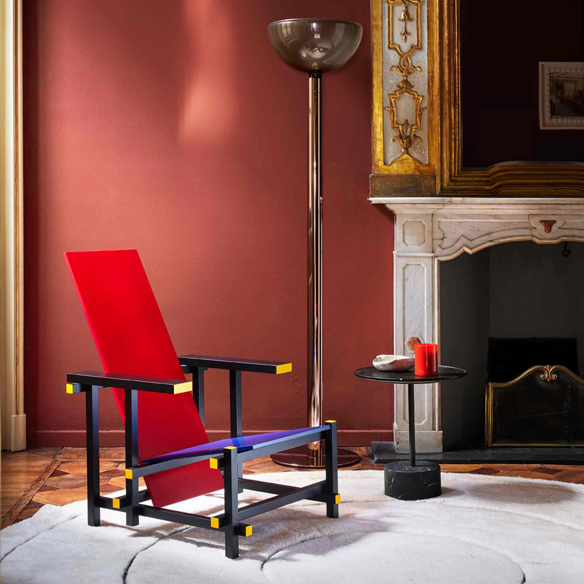 Luxury RED AND BLUE Armchair Modern Italian Style for Villa