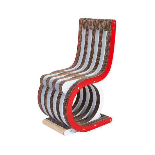 Twist Dining Chair – Lacquered Red Cardboard Statement Piece by Lessmore