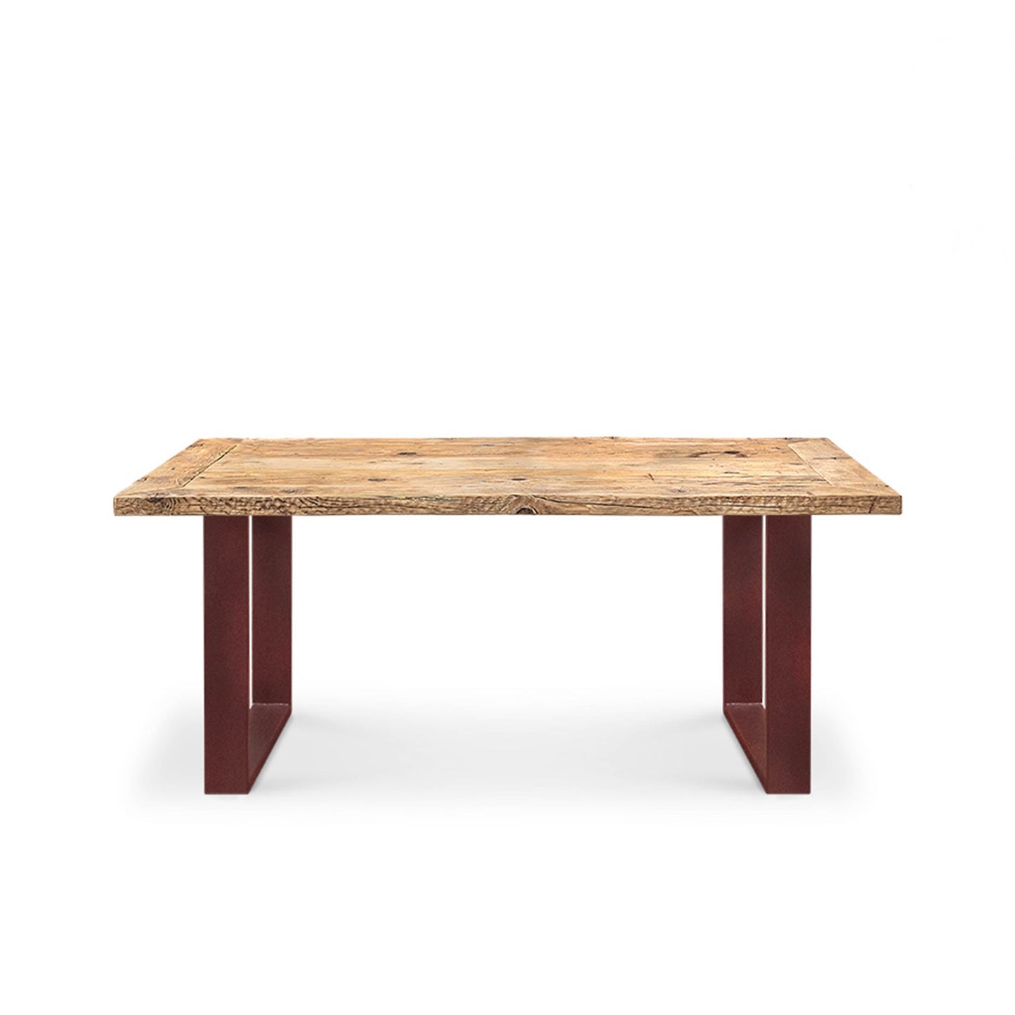 Reclaimed Wood Dining Table Six Seater – Contemporary Steel Statement Piece