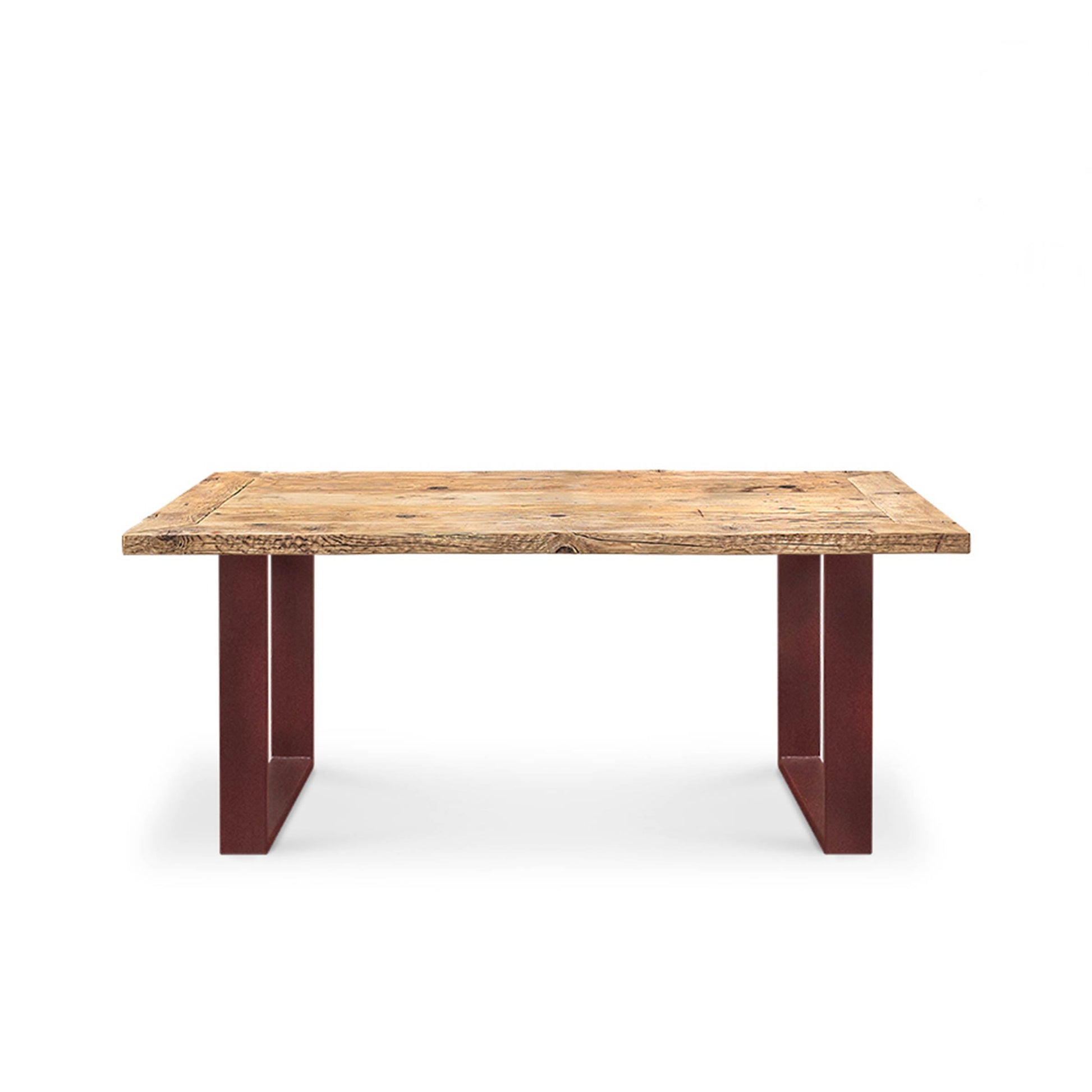 Reclaimed Wood Dining Table Six Seater – Contemporary Steel Statement Piece