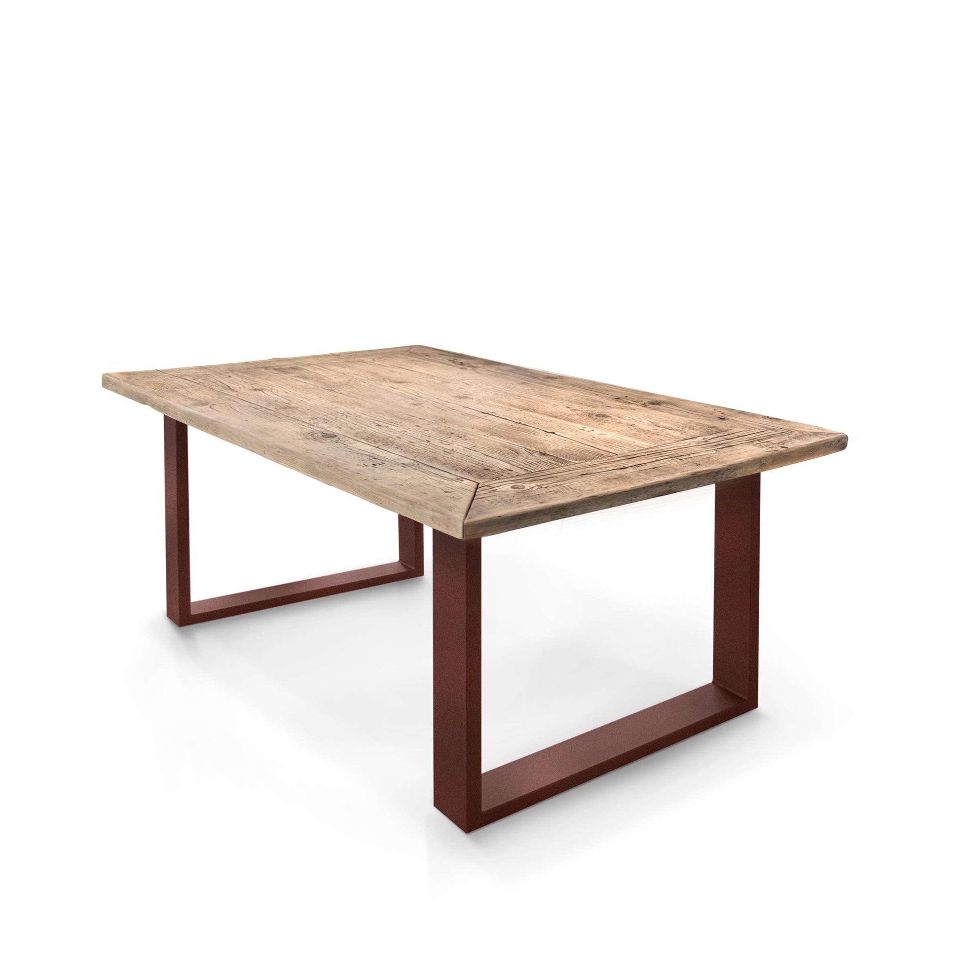 Reclaimed Wood Dining Table Six Seater – Contemporary Steel Statement Piece