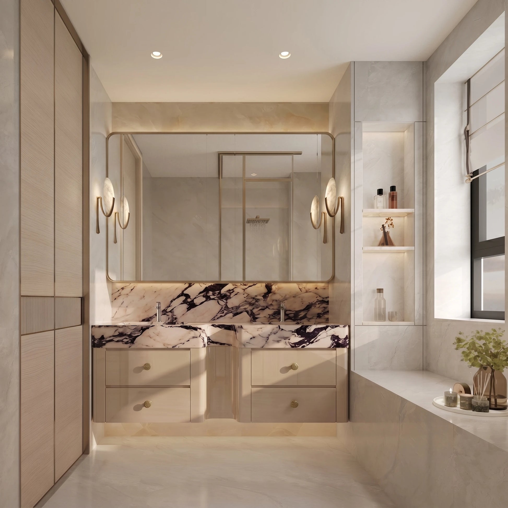 Wall Mounted Bathroom Vanity Set with LED Mirror 80cm