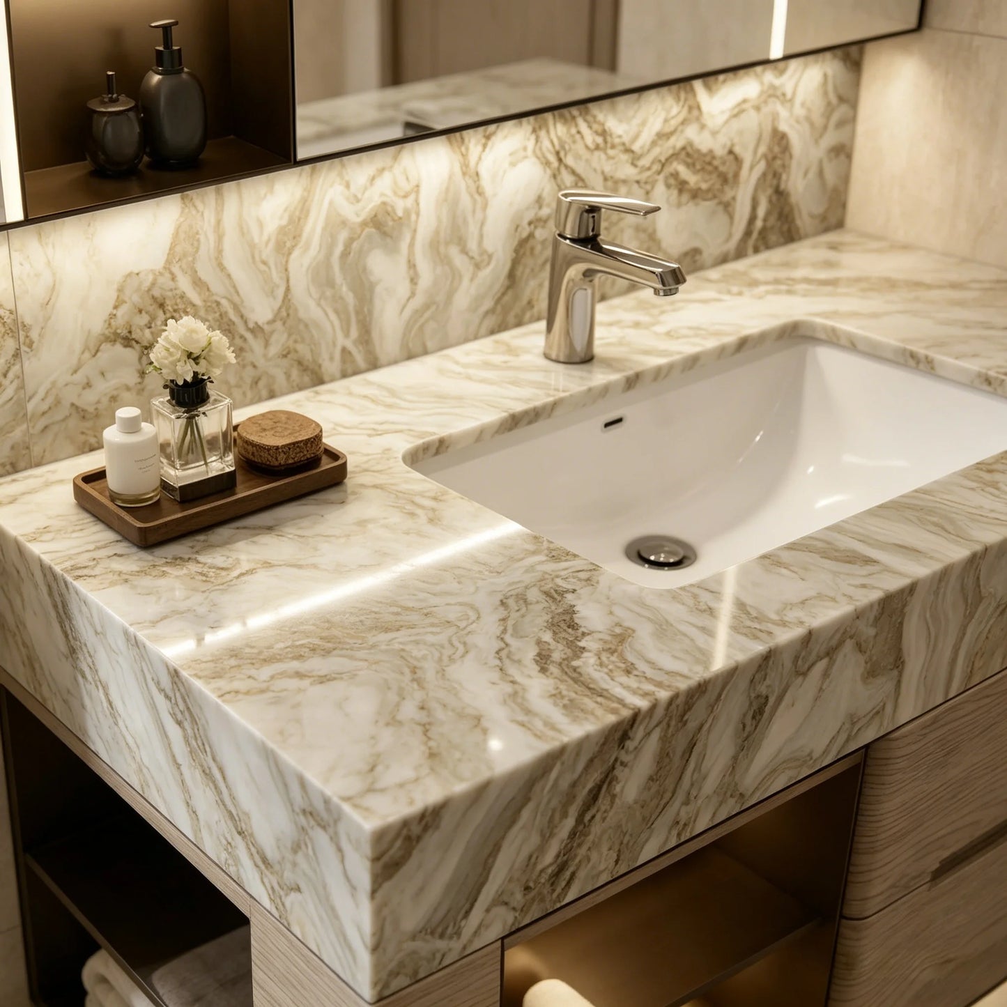 Wall Mounted Bathroom Vanity Set with LED Mirror 80cm